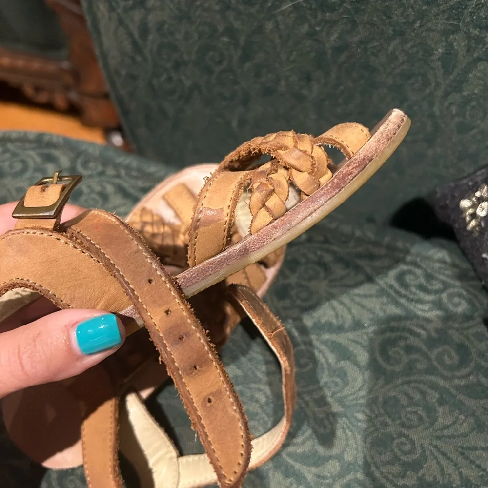 Brown Leather Kids Sandals - Picture 3 of 5